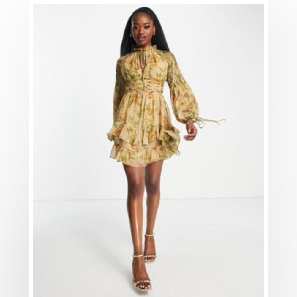 ASOS DESIGN Jacquard Chiffon high neck mini dress